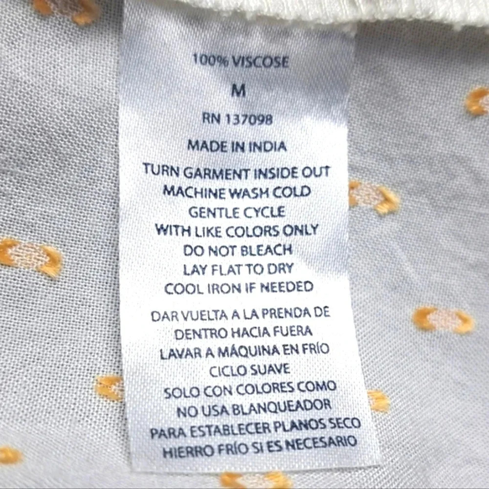 Aruba Blue Sleeveless Blouse, Ruffled Detail, Floral Embroidery sz M - Picture 8 of 8